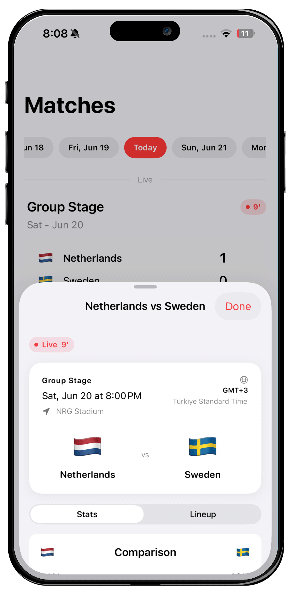 Follow every match in real time with live score
